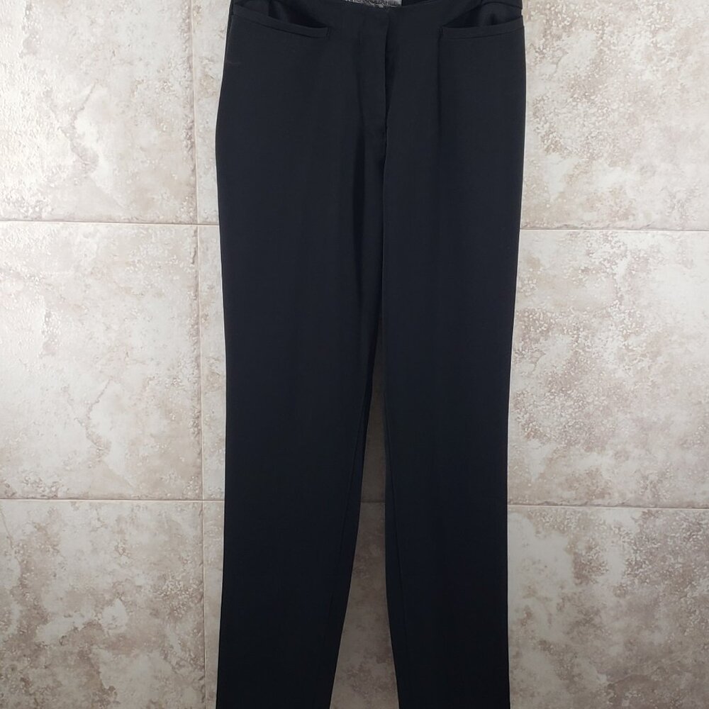 Black Chandler Hill Dress Pants Flat Front Slacks Straight Leg Trousers Size 6